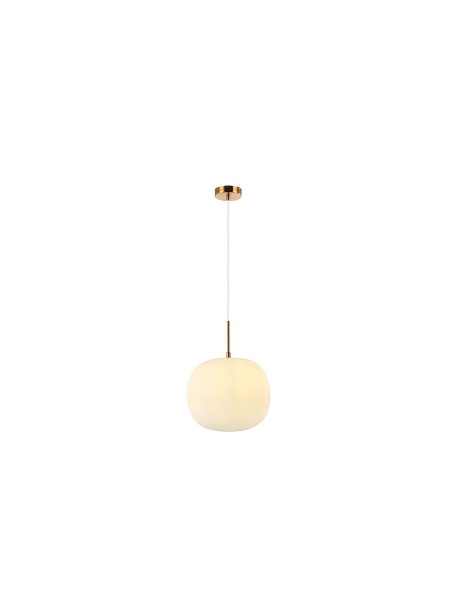 GLASS PENDANT LAMP 40W 1XE27 FROST WHITE GLASS &ANCIENT BRASS